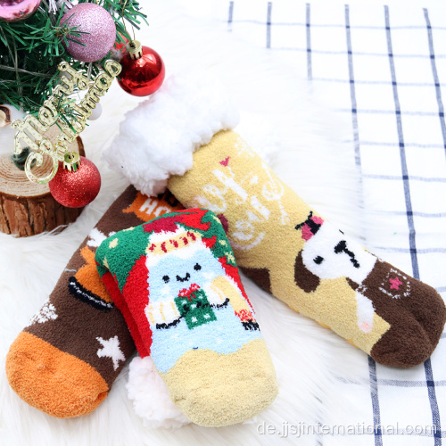 Cartoon Lambskin Christmas Socken